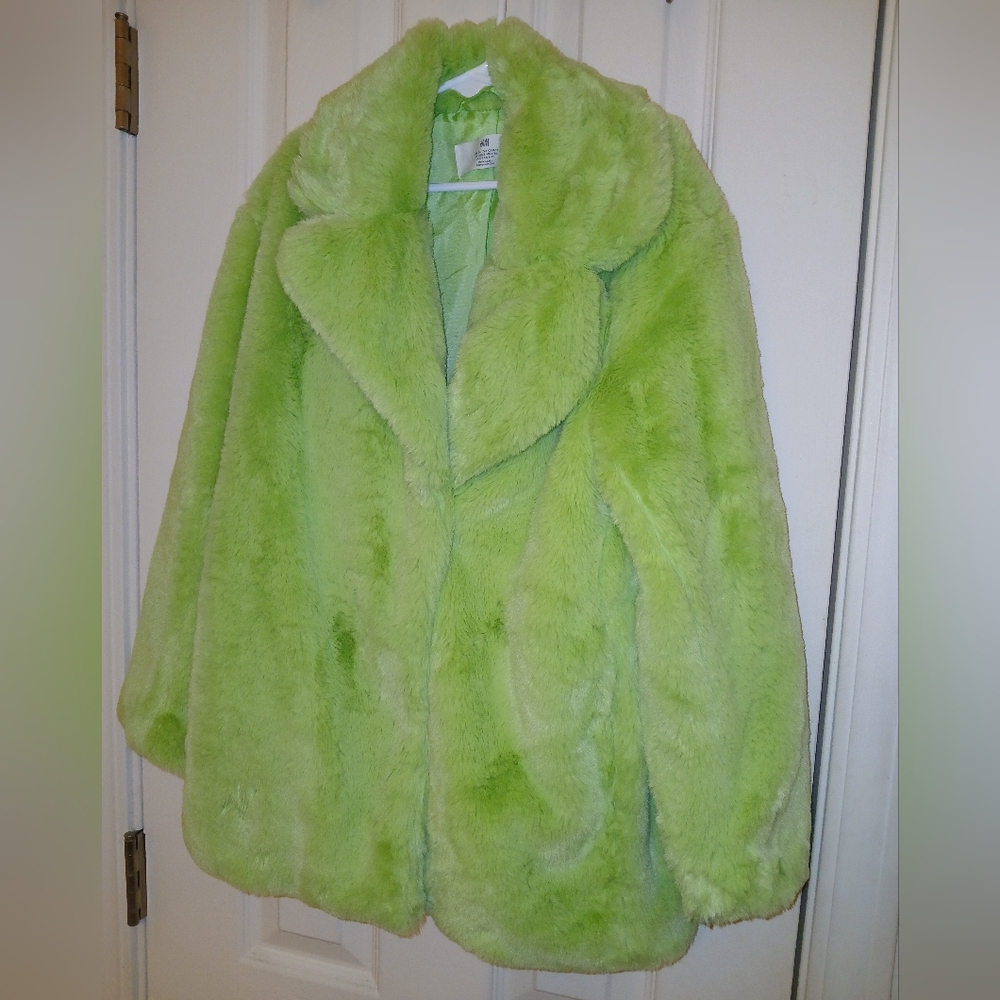 H&M Green Fluffy Coat